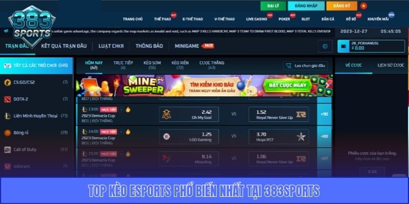 Top kèo eSports phổ biến nhất tại 383Sports